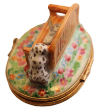 Load image into Gallery viewer, SKU# 3719 - Garden Bench with 2 puppies.