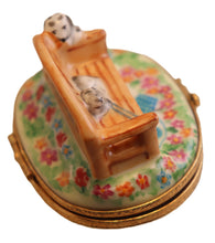 Load image into Gallery viewer, SKU# 3719 - Garden Bench with 2 puppies.