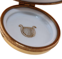 Cargar imagen en el visor de la galería, SKU# R113 - ANGEL CON ARPA SOBRE BASE DORADA