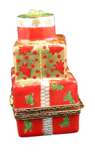 Cargar imagen en el visor de la galería, SKU# 7246B - Regalo de Navidad rojo y dorado con puntos rojos