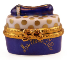 Lade das Bild in den Galerie-Viewer, SKU# 7503 - Schleifenschuhe Blau W/Goldene Punkte