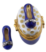 Lade das Bild in den Galerie-Viewer, SKU# 7503 - Schleifenschuhe Blau W/Goldene Punkte