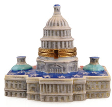 Load image into Gallery viewer, SKU# 7845 - A Limoges rendering of the US Capitol Building wrapped in the Stars and Stripes