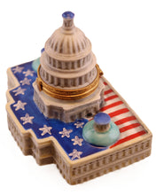 Load image into Gallery viewer, SKU# 7845 - A Limoges rendering of the US Capitol Building wrapped in the Stars and Stripes