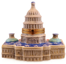 Load image into Gallery viewer, SKU# 7845 - A Limoges rendering of the US Capitol Building wrapped in the Stars and Stripes