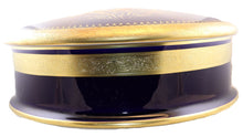 Cargar imagen en el visor de la galería, SKU# F15-GOLD-INCRUST Very Large Bleu de Four (Cobalt Blue) Round Box with Real Gold Incrustation with agate polishing finish.