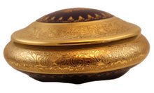 Cargar imagen en el visor de la galería, SKU# F5-GOLD-INCRUST Bleu de Four (Cobalt Blue) Round Box with Real Gold Incrustation with agate polishing finish