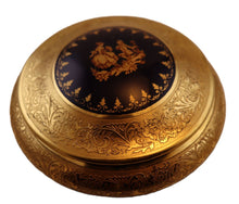 Cargar imagen en el visor de la galería, SKU# F5-GOLD-INCRUST Bleu de Four (Cobalt Blue) Round Box with Real Gold Incrustation with agate polishing finish