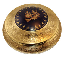Cargar imagen en el visor de la galería, SKU# F5-GOLD-INCRUST Bleu de Four (Cobalt Blue) Round Box with Real Gold Incrustation with agate polishing finish