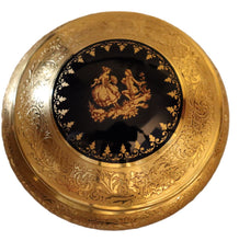 Cargar imagen en el visor de la galería, SKU# F5-GOLD-INCRUST Bleu de Four (Cobalt Blue) Round Box with Real Gold Incrustation with agate polishing finish