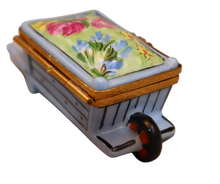 Load image into Gallery viewer, SKU# 6032 - Wheel Barrow Blue With Flowers