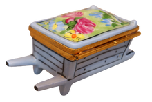 Load image into Gallery viewer, SKU# 6032 - Wheel Barrow Blue With Flowers