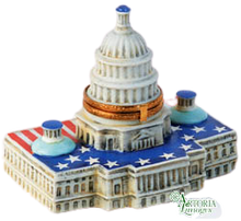 Load image into Gallery viewer, SKU# 7845 - A Limoges rendering of the US Capitol Building wrapped in the Stars and Stripes
