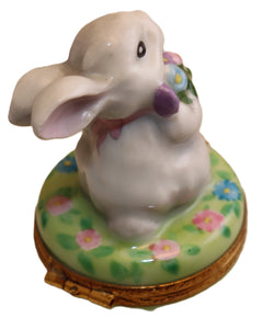 SKU# 36028 - White Rabbit with his basket of flowers.