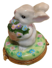 Cargar imagen en el visor de la galería, SKU# 36028 - White Rabbit with his basket of flowers.
