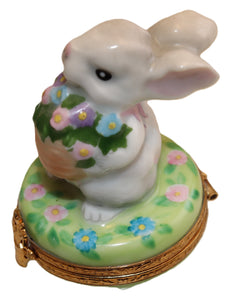 SKU# 36028 - White Rabbit with his basket of flowers.