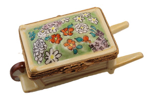 SKU# 6033 - Wheel Barrow Wood W/Flower