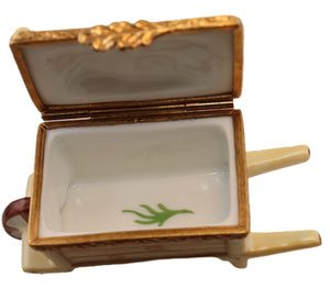 SKU# 6033 - Wheel Barrow Wood W/Flower