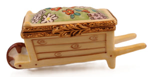 SKU# 6033 - Wheel Barrow Wood W/Flower