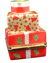 Cargar imagen en el visor de la galería, SKU# 7246B - Regalo de Navidad rojo y dorado con puntos rojos
