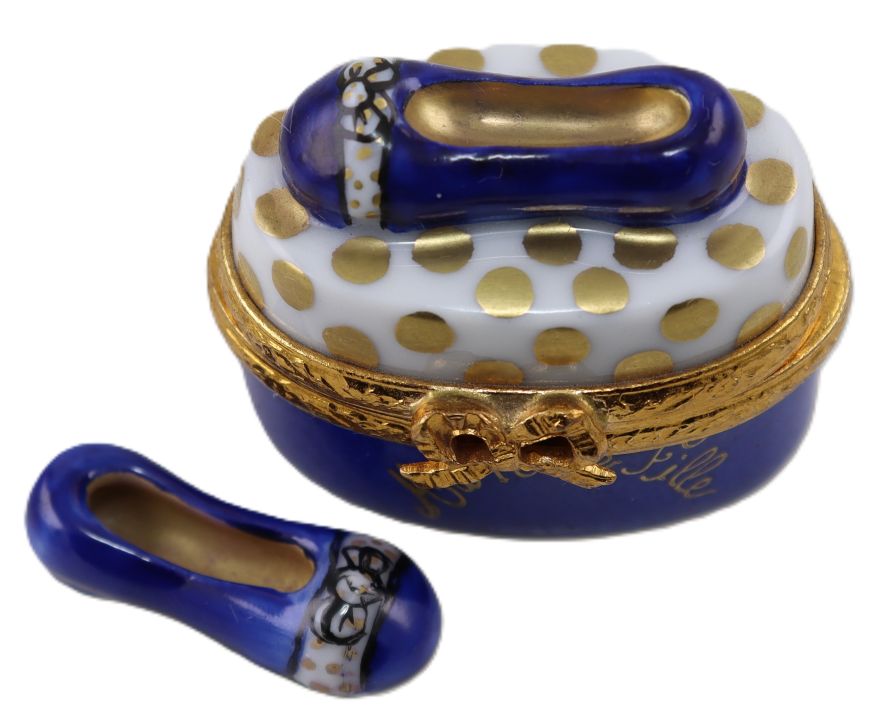 SKU# 7503 - Bow Shoes Blue with Gold Dots