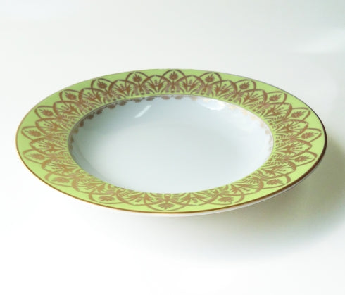 SKU# A235-REC20650 - Oasis Green Rim Soup Plate - Shape Recamier - Size: 9
