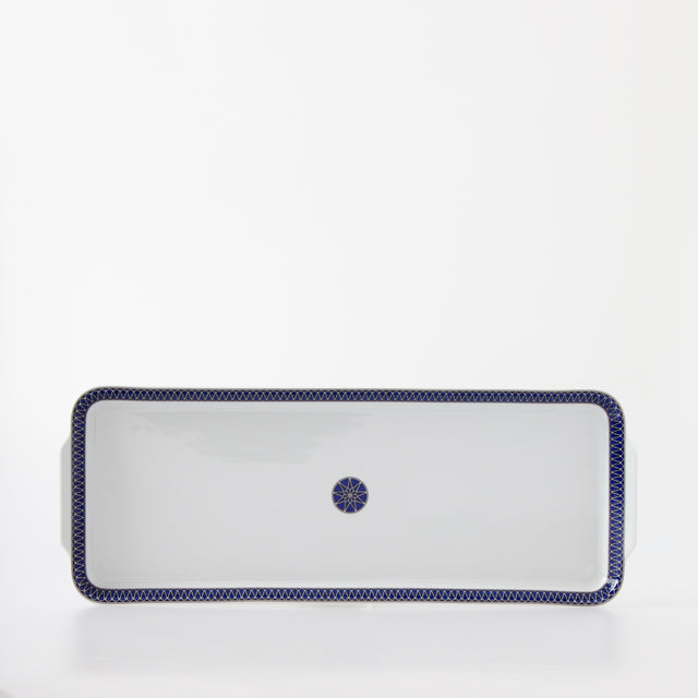SKU# L330-REC20797 - Blue Star Rectangular Cake Platter - Shape Recamier - Size: 15.75
