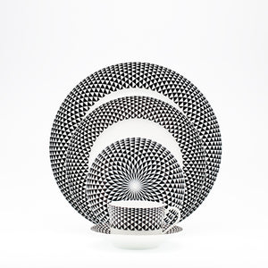 SKU# B220-REC20748 - Diamonds Black Dessert Plate - Shape Recamier