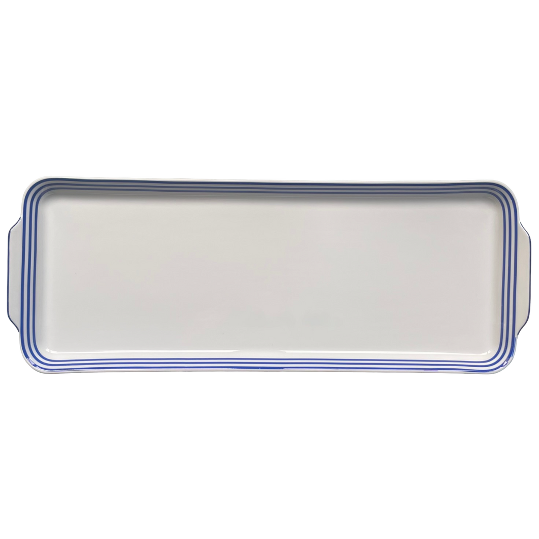 SKU# L330-REC20834 - Latitudes Bleu Rectangular Cake Platter - Shape Recamier - Size: 15.75