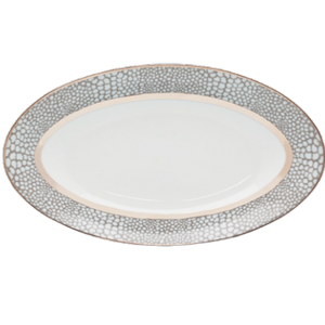 SKU# L414-REC20576 - Große ovale Platte aus Makassar - Form Recamiere - Größe: 15,75"