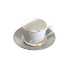 Lade das Bild in den Galerie-Viewer, SKU# T200-REC20828 - Mak Grey Platinum Tee-Untertasse - Form Recamier

