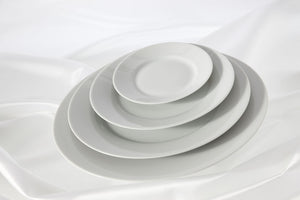 SKU# B220-REC00001 - Recamier White Dessert Plate - Shape Recamier - Size: 8.5"