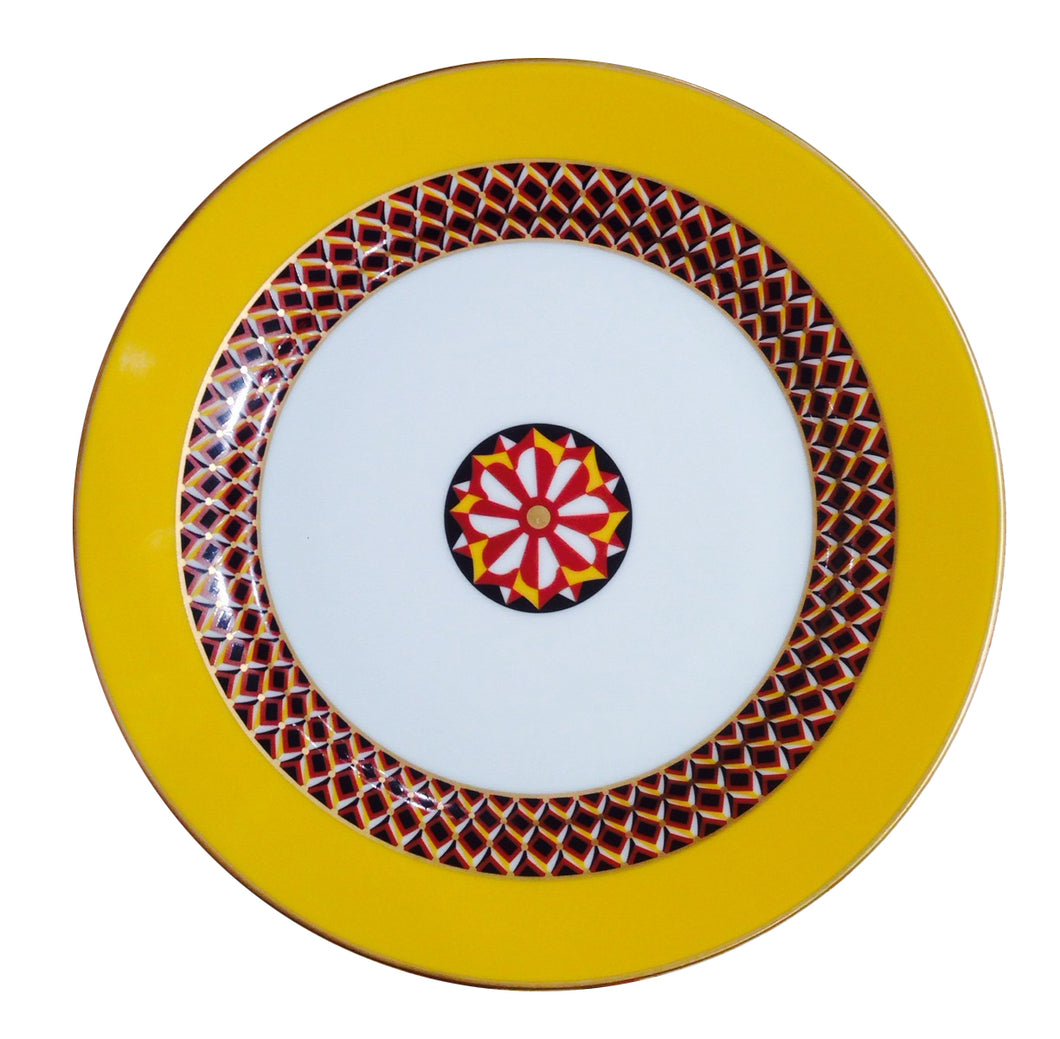 SKU# B220-REC20776 - San Marco Yellow Band Dessert Plate - Shape Recamier - Size: 8.5