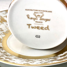 Load image into Gallery viewer, SKU# T200-REC20848 - Tweed White &amp; Gold Tea Saucer - Shape Recamier

