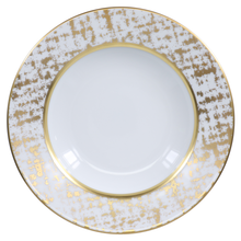 Load image into Gallery viewer, SKU# A235-REC20848 - Tweed White &amp; Gold Rim Soup Plate - Shape Recamier - Size: 9&quot;
