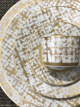Load image into Gallery viewer, SKU# A235-REC20848 - Tweed White &amp; Gold Rim Soup Plate - Shape Recamier - Size: 9&quot;
