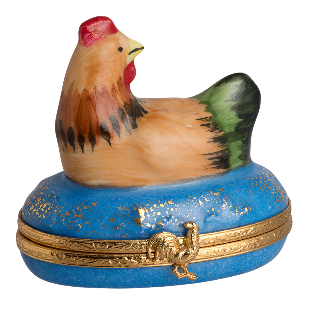 SKU# 3374 - Gallina sobre base azul