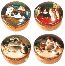 Load image into Gallery viewer, SKU# 5251 - Set of 4 decal boxes w/cats
