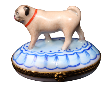 DOGS: Genuine Limoges Box from Artoria-Limoges: Pug: Standing Up