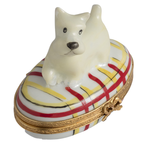 SKU# 7288 - Westie auf rotem und gelbem Sockel
