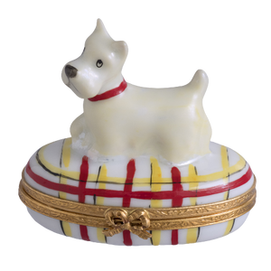 SKU# 7288 - Westie auf rotem und gelbem Sockel