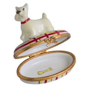 SKU# 7288 - Westie auf rotem und gelbem Sockel