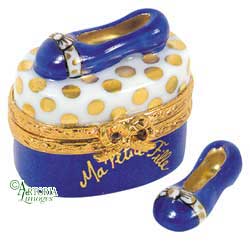 SKU# 7503 - Bow Shoes Blue W/Gold Dots