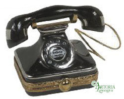 SKU# 7701 - Square Black Old Fashionned Telephone - (RETIRED)