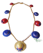 Load image into Gallery viewer, SKU# 8900 - Hat Necklace: Red &amp; Blue
