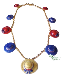 SKU# 8900 - Hat Necklace: Red & Blue