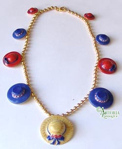 SKU# 8900 - Hat Necklace: Red & Blue