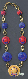 SKU# 8903 - Hat Necklace: Red & Blue