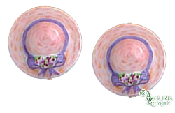 SKU# 8913 - Women's Hat Earrings: Pink - Clip On