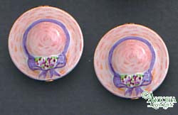 SKU# 8913 - Women's Hat Earrings: Pink - Clip On